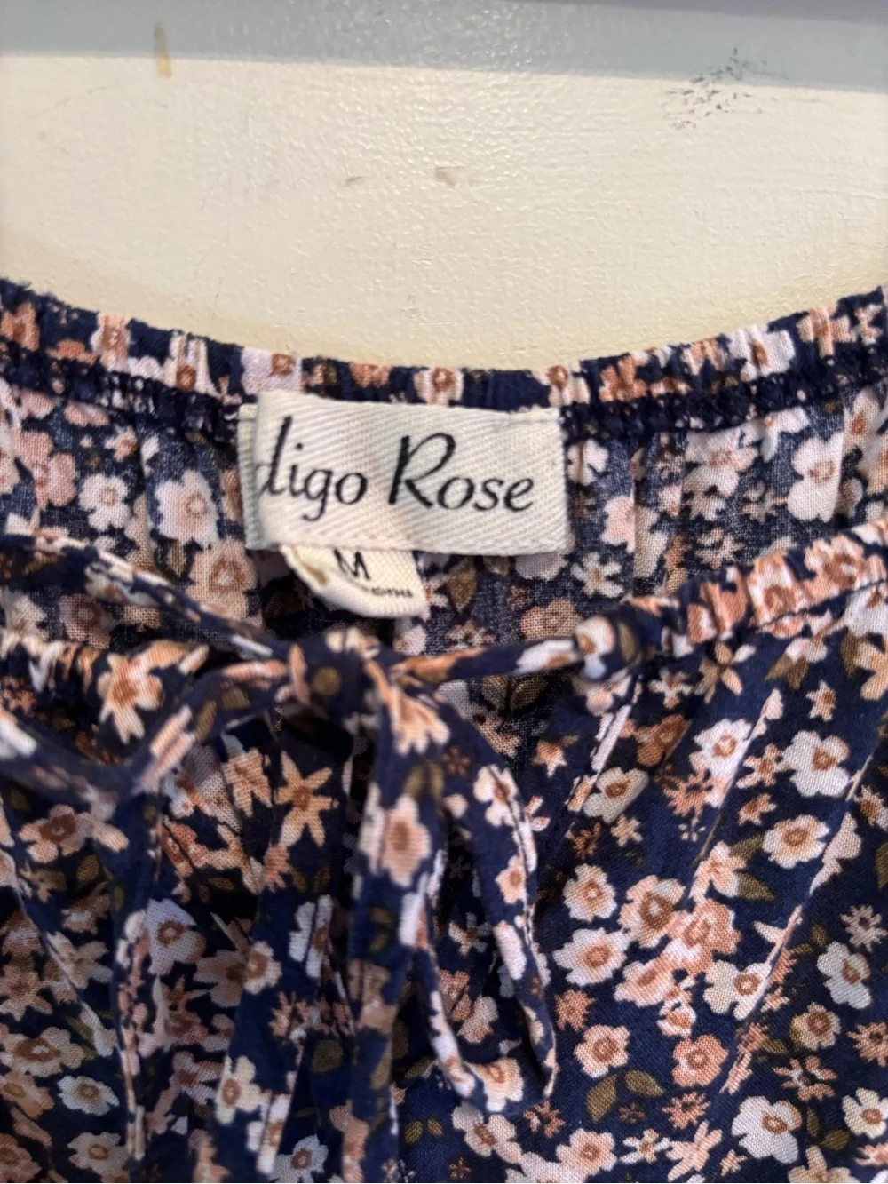 Indigo Rose Boho Chic Smocked Floral Midi Dress in Navy Blue - Picture 3 of 5